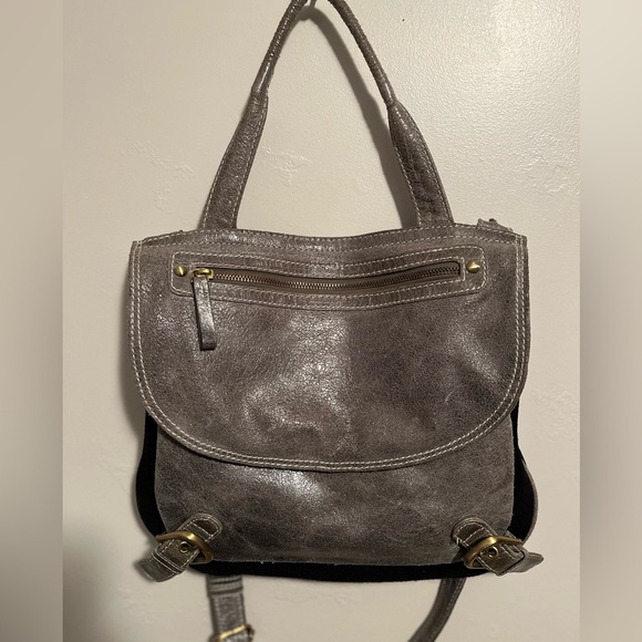 Sophia Visconti Purse Gray Suede And Patent Leather - Picture 14 of 15